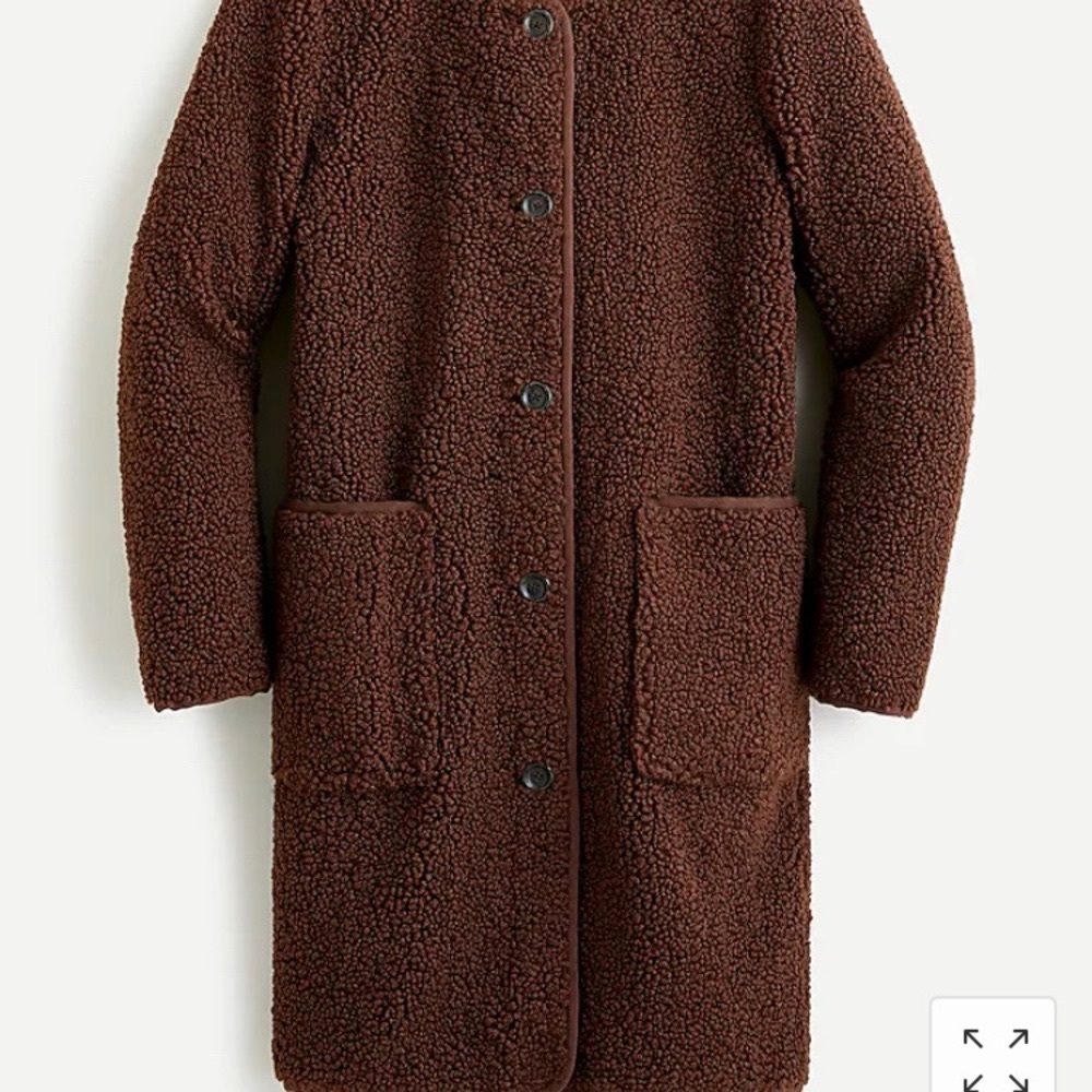 J.Crew collarless teddy sherpa coat